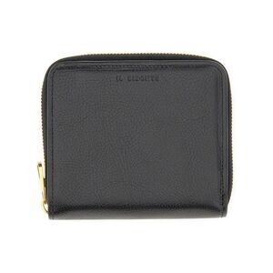 IL BISONTE Leather Zip Around Wallet Women BLACK Wallets & Small Leather Goods